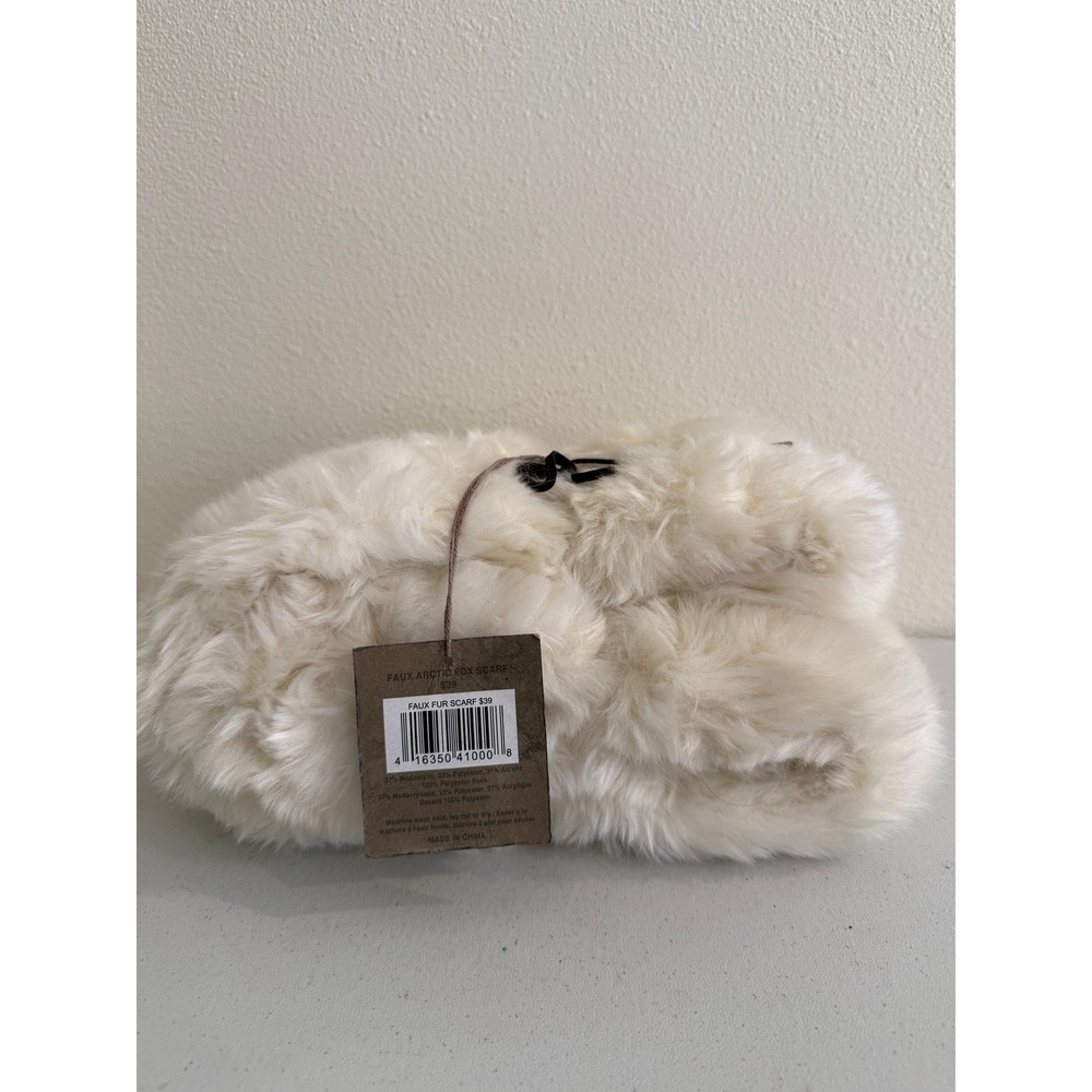 Restoration Hardware Luxe Fur Collection Arctic Fox Faux Fur Scarf Ivory NEW